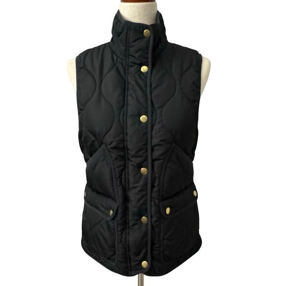J.Crew Black Quilted Signature Puffer Vest Women’s S PrimaLoft Water Repellent - Picture 2 of 13